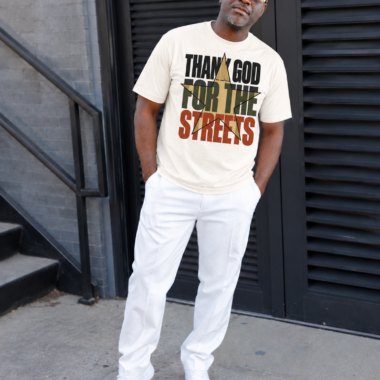THANK GOD FOR THE STREETS (white/gold star)